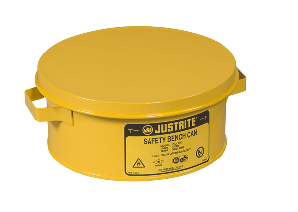 Justrite 10385 1 Gallon Bench Can With O Basket-yellow