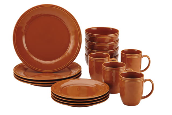 55095 Cucina Dinnerware 16-piece Stoneware Dinnerware Set, Pumpkin Orange