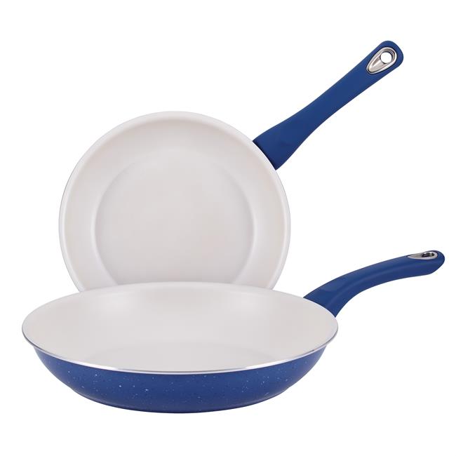 15682 New Traditions Speckled Aluminum Nonstick Twin Pack Skillet Set, Blue