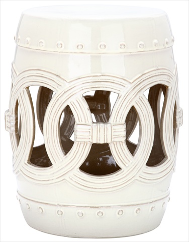 Acs4500e Glazed Ceramic Garden Stool - White