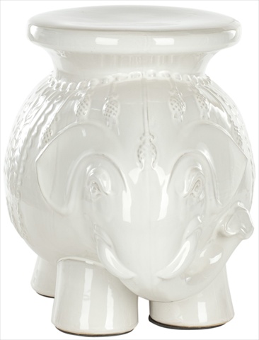 Acs4501a Thailand Elephant Ceramic Garden Stool - White