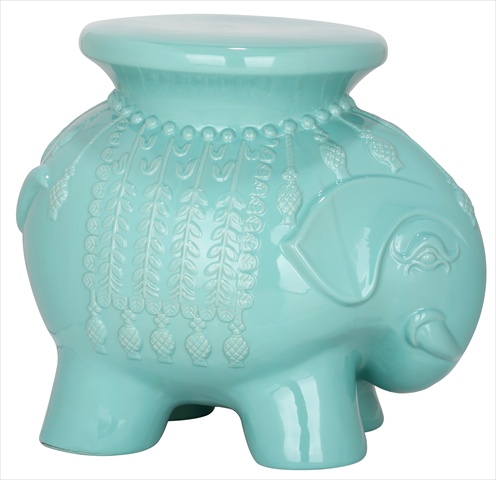 Acs4501c Ceramic Elephant Stool - Light Blue