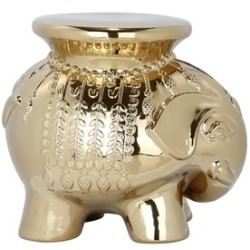 Acs4501d Glazed Ceramic Elephant Stool - Gold