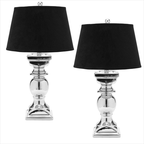 Lit4017a-set2 Joanna Table Lamp - Silver Base With Black Shade