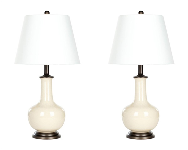 Lit4022a-set2 Victor Table Lamp - Cream & White Shade
