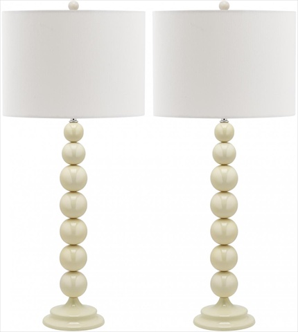 Lit4090a-set2 Jenna Stacked Ball Table Lamp, White - Set Of 2