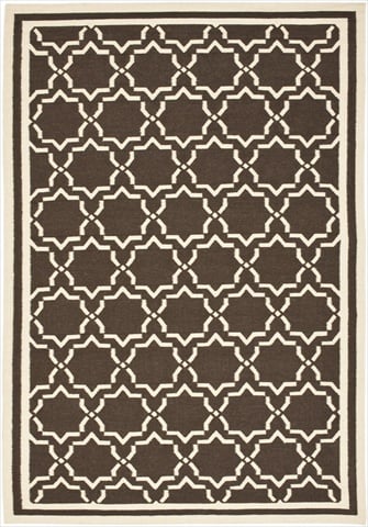 Dhu545a-8 8 Ft. X 10 Ft. Large Rectangle Contemporary Dhurries Chocolate & Ivory Flatweave Rug