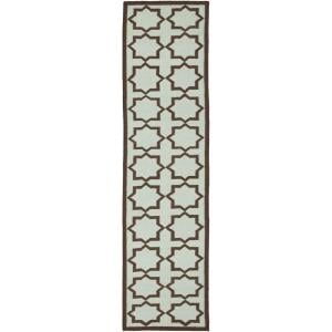 Dhu549a-210 2 Ft. 6 In. X 10 Ft. Runner Contemporary Dhurries Light Blue & Ivory Flatweave Rug
