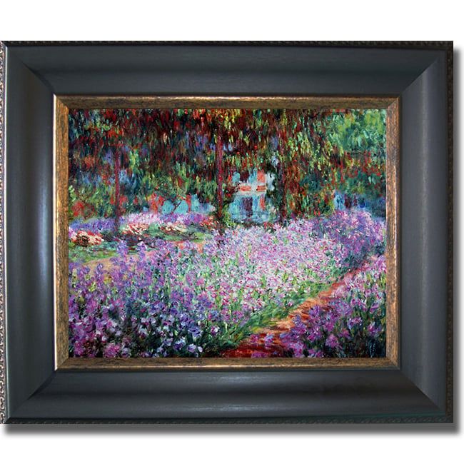 1114525bg Artist S Garden At Giverny By Claude Monet Premium Black And Gold Framed Canvas Wall Art