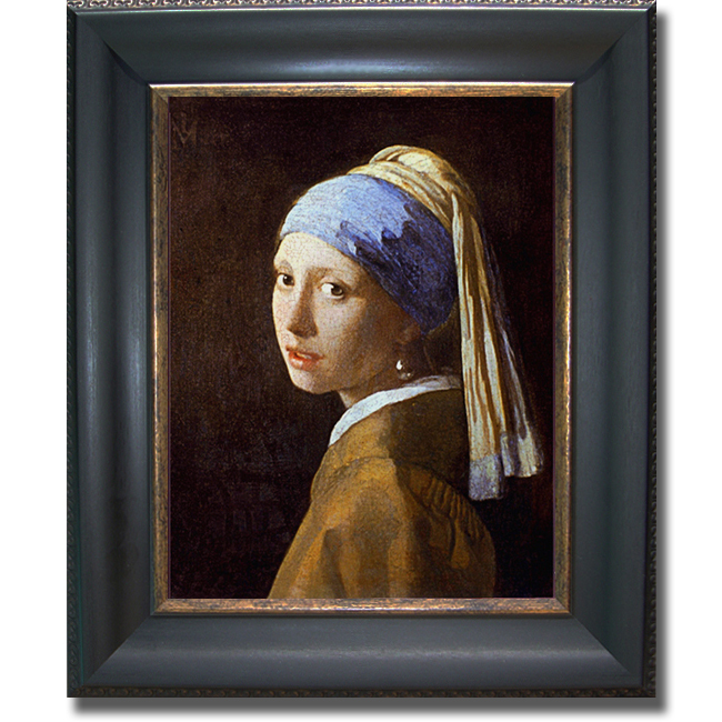1114575bg The Girl With Pearl Earring By Johannes Vermeer Premium Black And Gold Framed Canvas Wall Art