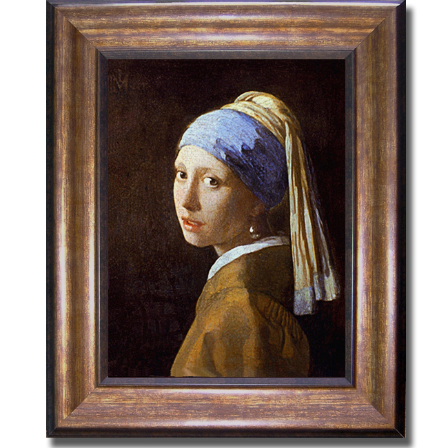 1114575br The Girl With Pearl Earring By Johannes Vermeer Premium Bronze Framed Canvas Wall Art