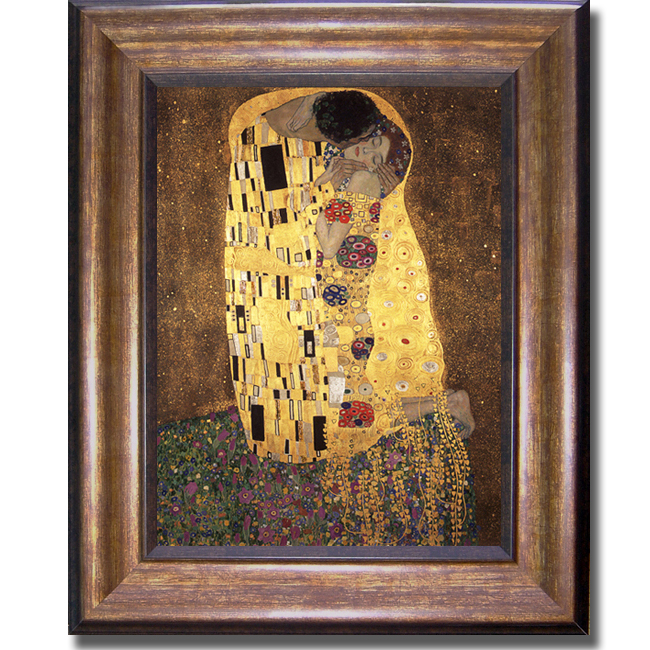1114579br The Kiss By Gustave Klimt Premium Bronze Framed Canvas Wall Art