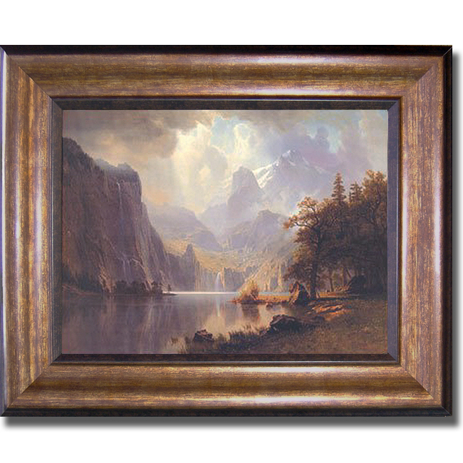 1114580br In The Mountains By Bierstadt Premium Bronze Framed Canvas Wall Art