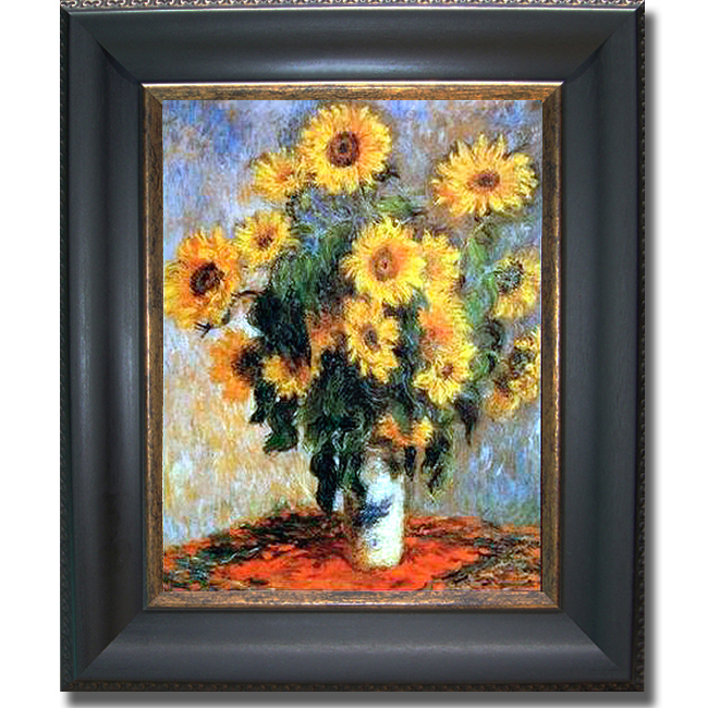 1114581bg Sunflowers By Claude Monet Premium Black And Gold Framed Canvas Wall Art