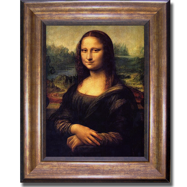 1114588br Mona Lisa By Da Vinci Premium Bronze Framed Canvas Wall Art