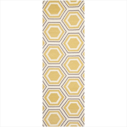 Dhu202a-26 2 Ft. -6 In. X 6 Ft. Runner Contemporary Dhurries, Ivory And Yellow, Flatweave Rug