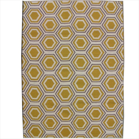 Dhu202a-9 9 Ft. X 12 Ft. Large Rectangle Contemporary Dhurries, Ivory And Yellow, Flatweave Rug