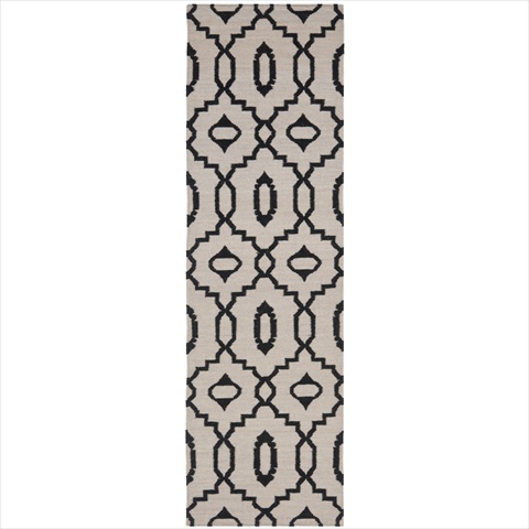 Dhu205a-28 2 Ft. -6 In. X 8 Ft. Runner Contemporary Dhurries, Ivory And Black, Flatweave Rug