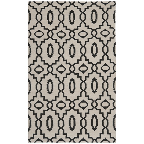 Dhu205a-5 5 Ft. X 8 Ft. Medium Rectangle Contemporary Dhurries, Ivory And Black, Flatweave Rug