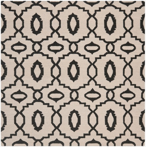 Dhu205a-6sq 6 Ft. X 6 Ft. Square Contemporary Dhurries, Ivory And Black, Flatweave Rug