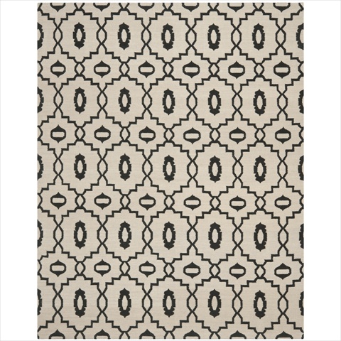 Dhu205a-8 8 Ft. X 10 Ft. Large Rectangle Contemporary Dhurries, Ivory And Black, Flatweave Rug