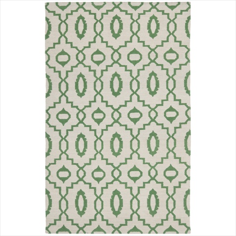 Dhu205b-5 5 Ft. X 8 Ft. Medium Rectangle Contemporary Dhurries, Ivory And Green, Flatweave Rug