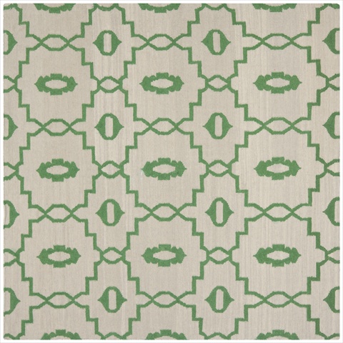 Dhu205b-6sq 6 Ft. X 6 Ft. Square Contemporary Dhurries, Ivory And Green, Flatweave Rug
