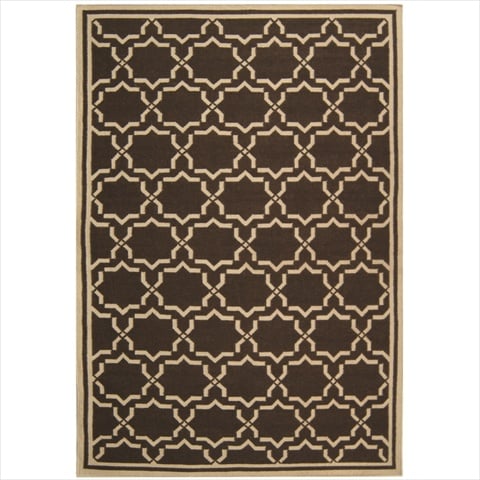 Dhu545a-5 5 Ft. X 8 Ft. Medium Rectangle Contemporary Dhurries, Chocolate And Ivory, Flatweave Rug