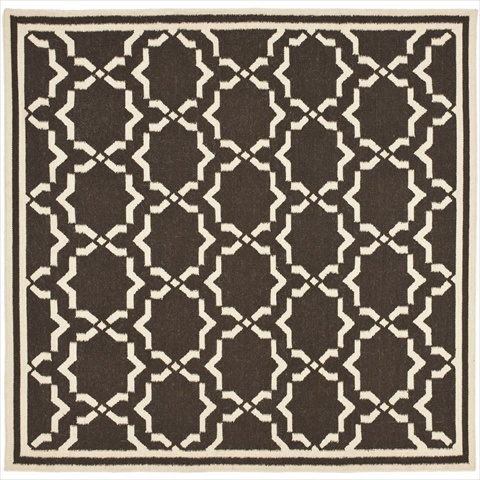 Dhu545a-8sq 8 Ft. X 8 Ft. Square Contemporary Dhurries, Chocolate And Ivory, Flatweave Rug