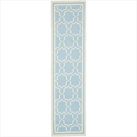 Dhu545b-210 2 Ft. -6 In. X 10 Ft. Runner Contemporary Dhurries, Light Blue And Ivory, Flatweave Rug