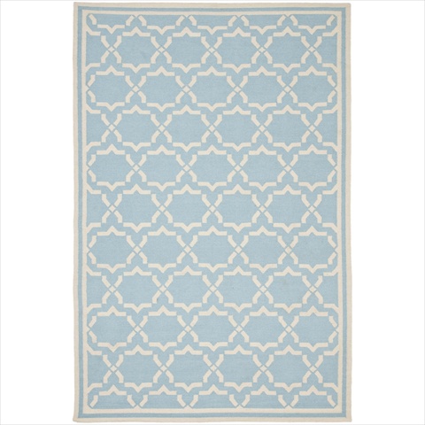 Dhu545b-6 6 Ft. X 9 Ft. Medium Rectangle Contemporary Dhurries, Light Blue And Ivory, Flatweave Rug