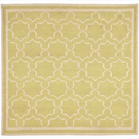 Dhu545c-8sq 8 Ft. X 8 Ft. Square Contemporary Dhurries, Light Green And Ivory, Flatweave Rug
