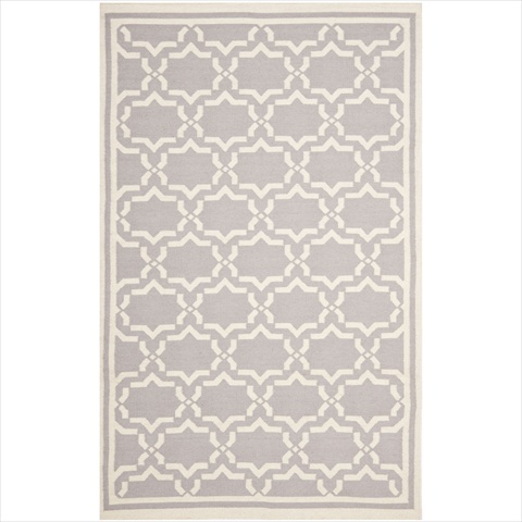 Dhu545g-10 10 Ft. X 14 Ft. Large Rectangle Contemporary Dhurries, Grey And Ivory, Flatweave Rug