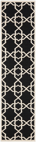 Dhu548l-210 2 Ft. -6 In. X 10 Ft. Runner Contemporary Dhurries, Black And Ivory, Flatweave Rug