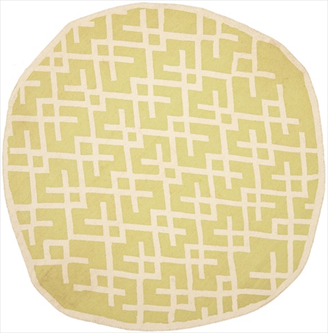 Dhu552a-6r 6 Ft. X 6 Ft. Round Contemporary Dhurries, Light Green And Ivory, Flatweave Rug