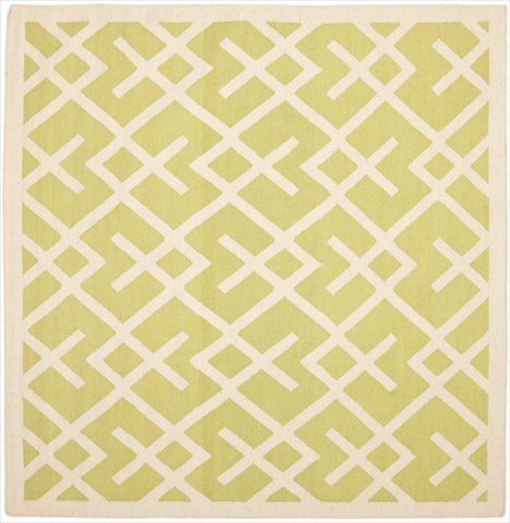 Dhu552a-6sq 6 Ft. X 6 Ft. Square Contemporary Dhurries, Light Green And Ivory, Flatweave Rug