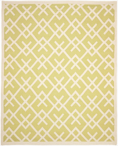 Dhu552a-8 8 Ft. X 10 Ft. Large Rectangle Contemporary Dhurries, Light Green And Ivory, Flatweave Rug