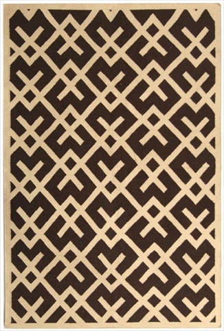 Dhu552c-10 10 Ft. X 14 Ft. Large Rectangle Contemporary Dhurries, Chocolate And Ivory, Flatweave Rug
