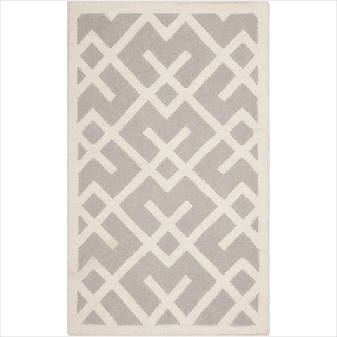 Dhu552g-10 10 Ft. X 14 Ft. Large Rectangle Contemporary Dhurries, Grey And Ivory, Flatweave Rug