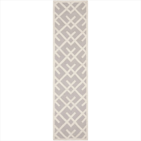 Dhu552g-212 2 Ft. -6 In. X 12 Ft. Runner Contemporary Dhurries, Grey And Ivory, Flatweave Rug