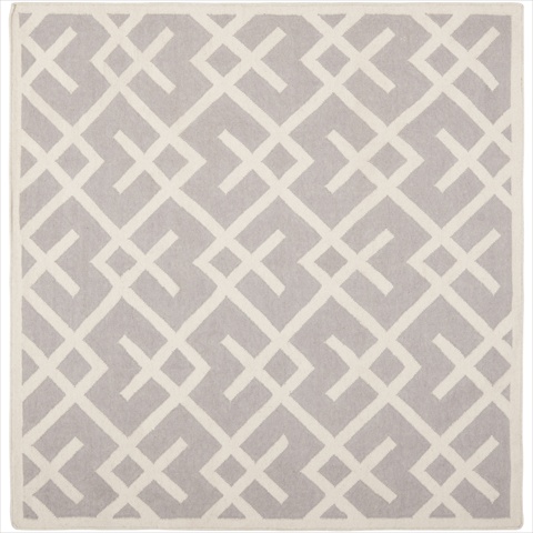 Dhu552g-6sq 6 Ft. X 6 Ft. Square Contemporary Dhurries, Grey And Ivory, Flatweave Rug