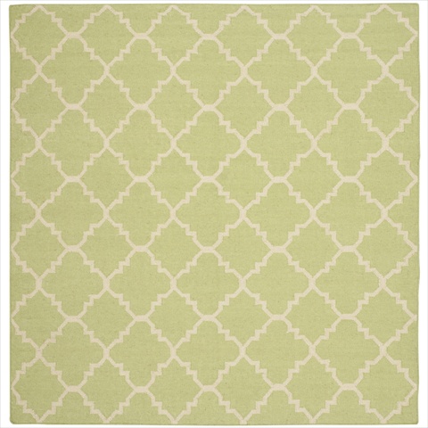 Dhu554a-6sq 6 Ft. X 6 Ft. Square Contemporary Dhurries, Light Green And Ivory, Flatweave Rug