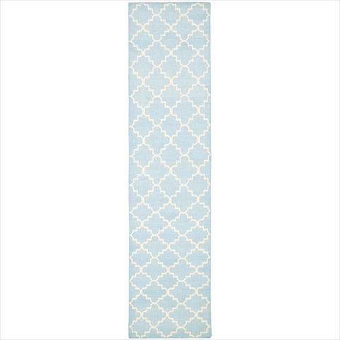 Dhu554b-210 2 Ft. -6 In. X 10 Ft. Runner Contemporary Dhurries, Light Blue And Ivory, Flatweave Rug