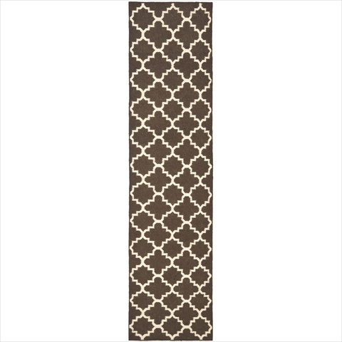 Dhu554c-24 2 Ft. -6 In. X 4 Ft. Runner Contemporary Dhurries, Brown And Ivory, Flatweave Rug