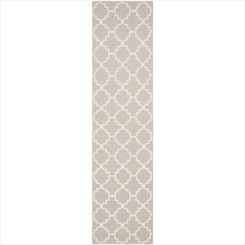 Dhu554g-24 2 Ft. -6 In. X 4 Ft. Runner Contemporary Dhurries, Grey And Ivory, Flatweave Rug