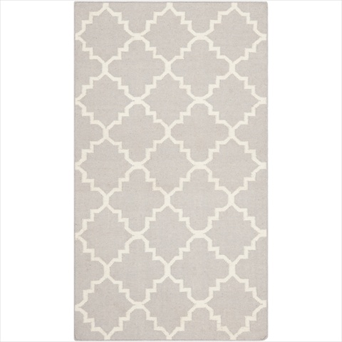 Dhu554g-3 3 Ft. X 5 Ft. Small Rectangle Contemporary Dhurries, Grey And Ivory, Flatweave Rug