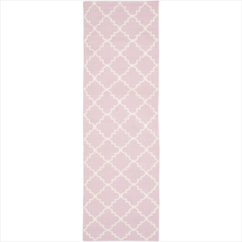 Dhu554p-24 2 Ft. -6 In. X 4 Ft. Runner Contemporary Dhurries, Pink And Ivory, Flatweave Rug