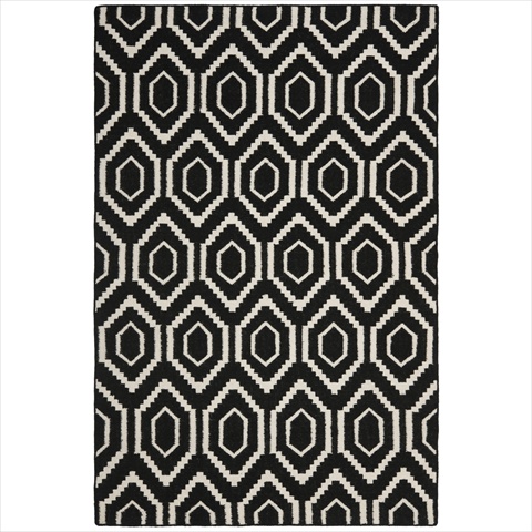 Dhu556l-10 10 Ft. X 14 Ft. Large Rectangle Contemporary Dhurries, Black And Ivory, Flatweave Rug