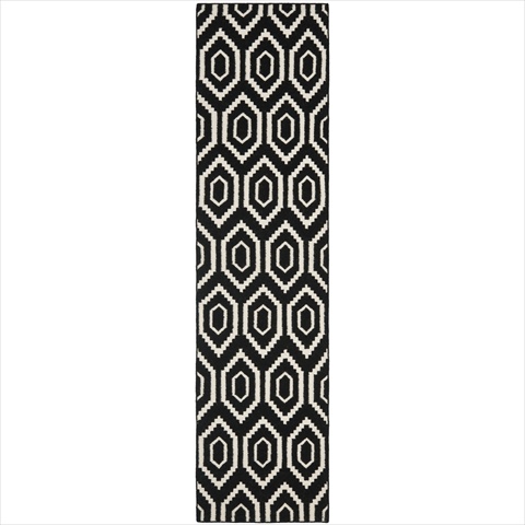 Dhu556l-24 2 Ft. -6 In. X 4 Ft. Runner Contemporary Dhurries, Black And Ivory, Flatweave Rug