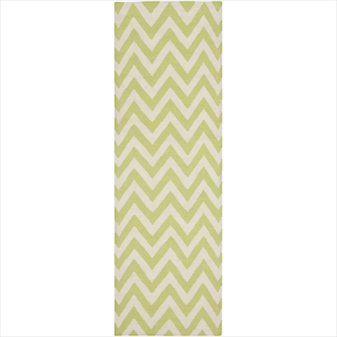 Dhu557a-24 2 Ft. -6 In. X 4 Ft. Runner Contemporary Dhurries, Green And Ivory, Flatweave Rug